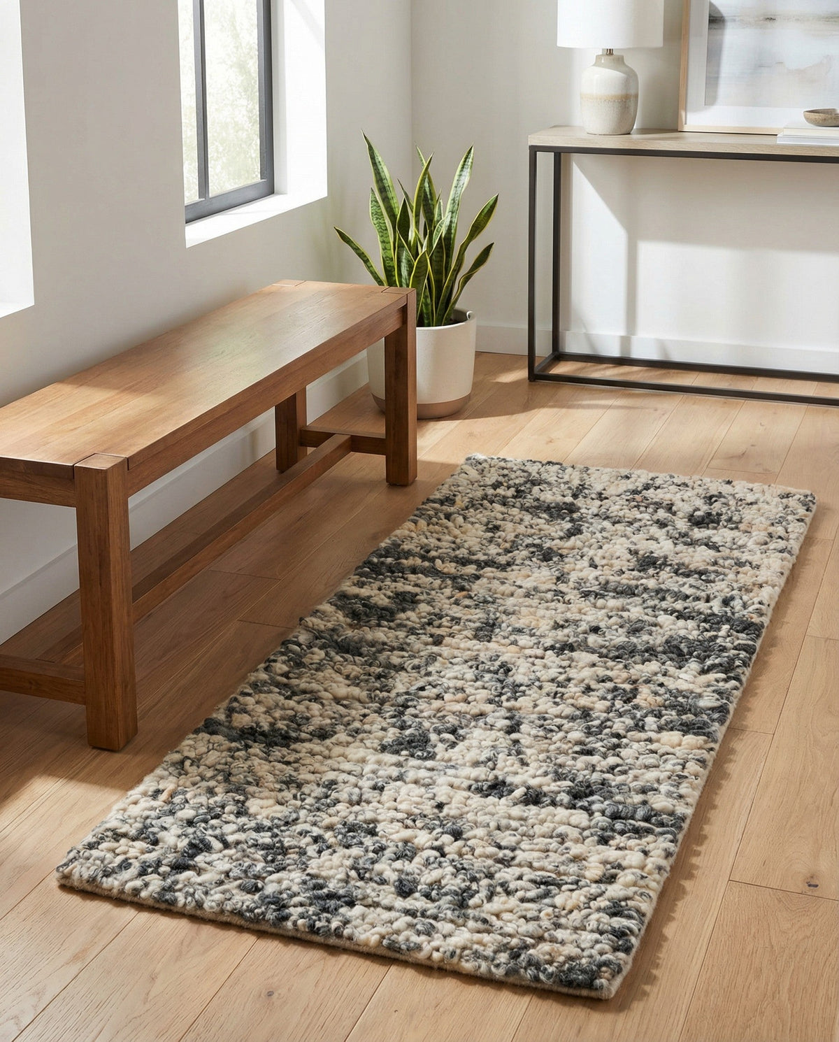 Wellington Luxe Shag Collection Area Rug - Kapiti Runner Salt and Pepper  lifestyle 116