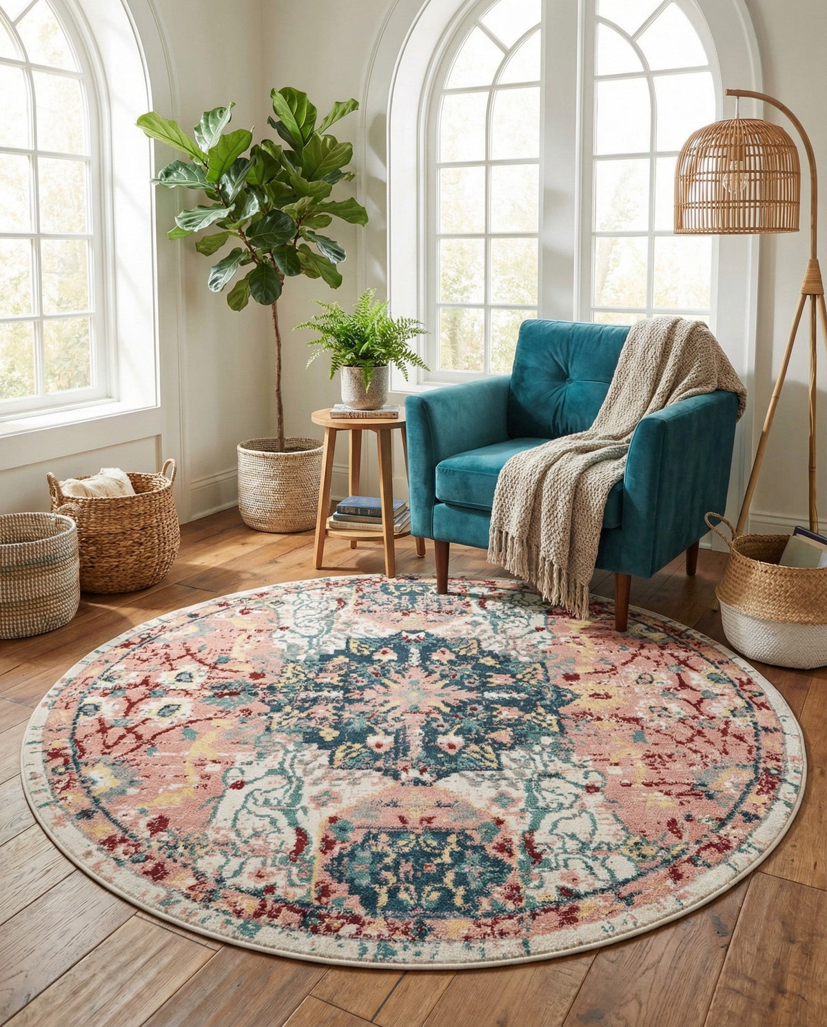 Savannah Elegance Collection Area Rug -  Azalea Round Pink  lifestyle 165