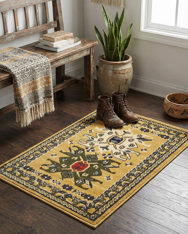 Tabriz Tapestries Collection Area Rug - Azerbaijan (Cream) Rectangle Cream  lifestyle 17