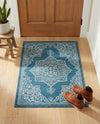 Patio Heritage Collection Area Rug -  Charleston (Teal) Rectangle Teal  lifestyle 24