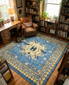 Tabriz Tapestries Collection Area Rug - Azerbaijan (Light Blue) Square Light Blue  lifestyle 55