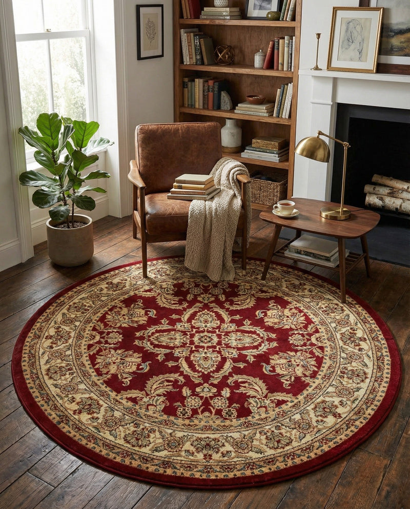 Jaipur Elegance Collection Area Rug -  Jantar Round Red  lifestyle 40