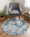 Aegean Elegance Washables Collection Area Rug -  Andros Round Gray Navy Green  lifestyle 66
