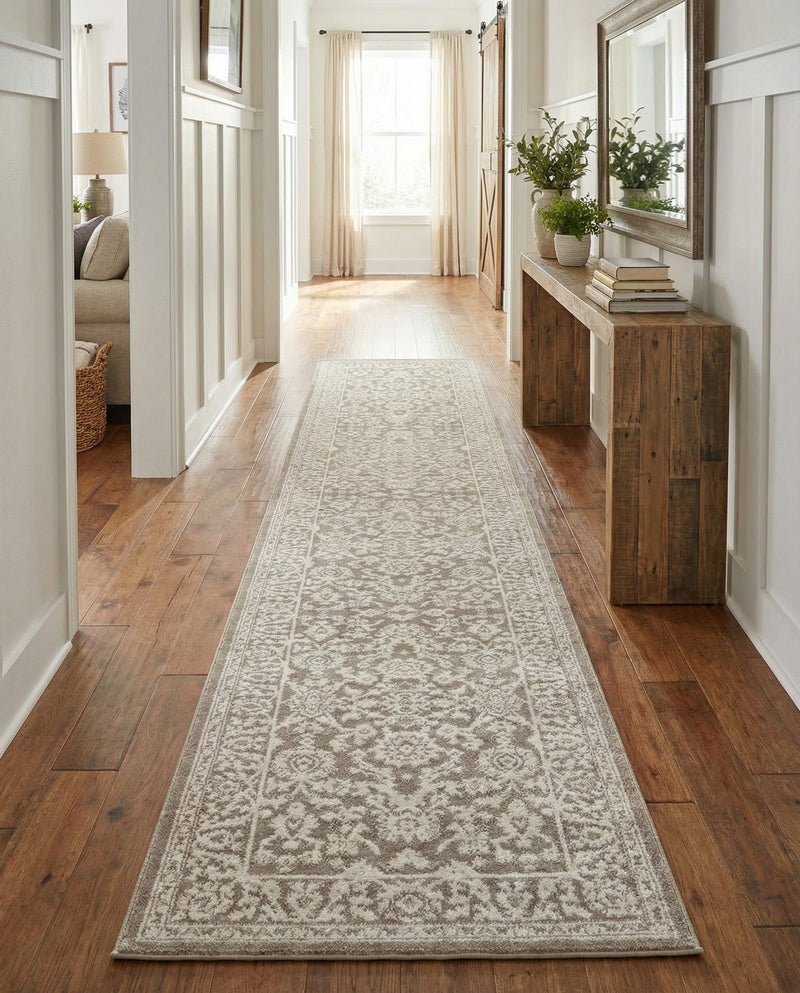 Savannah Elegance Collection Area Rug - Augusta (Light Gray) Runner Light Gray  lifestyle 54