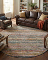 Jewel Oasis Collection Area Rug - Sapphire (Multi) Round Multi  lifestyle 56