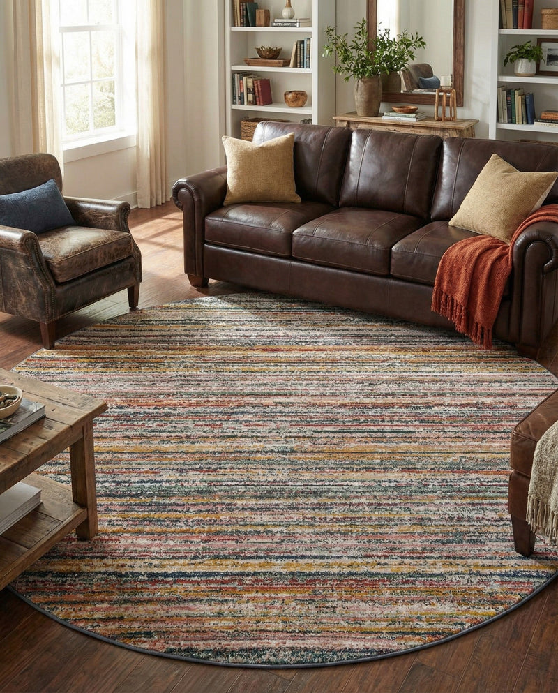 Jewel Oasis Collection Area Rug - Sapphire (Multi) Round Multi  lifestyle 56