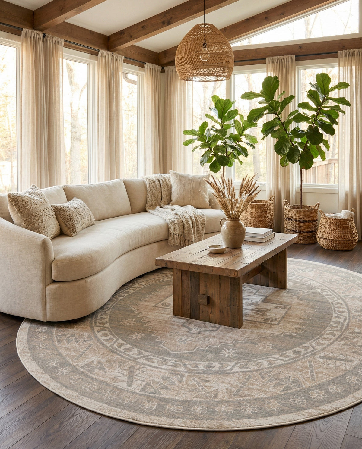 Savannah Series Collection Area Rug -  Augusta (Mink) Round Mink  lifestyle 102
