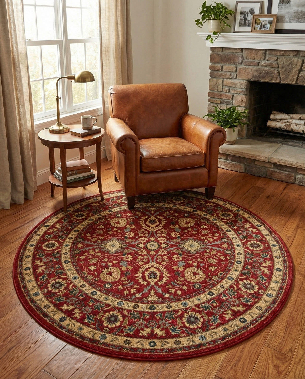 Chelsea Elegance Collection Area Rug -  Osterley Round Red  lifestyle 196