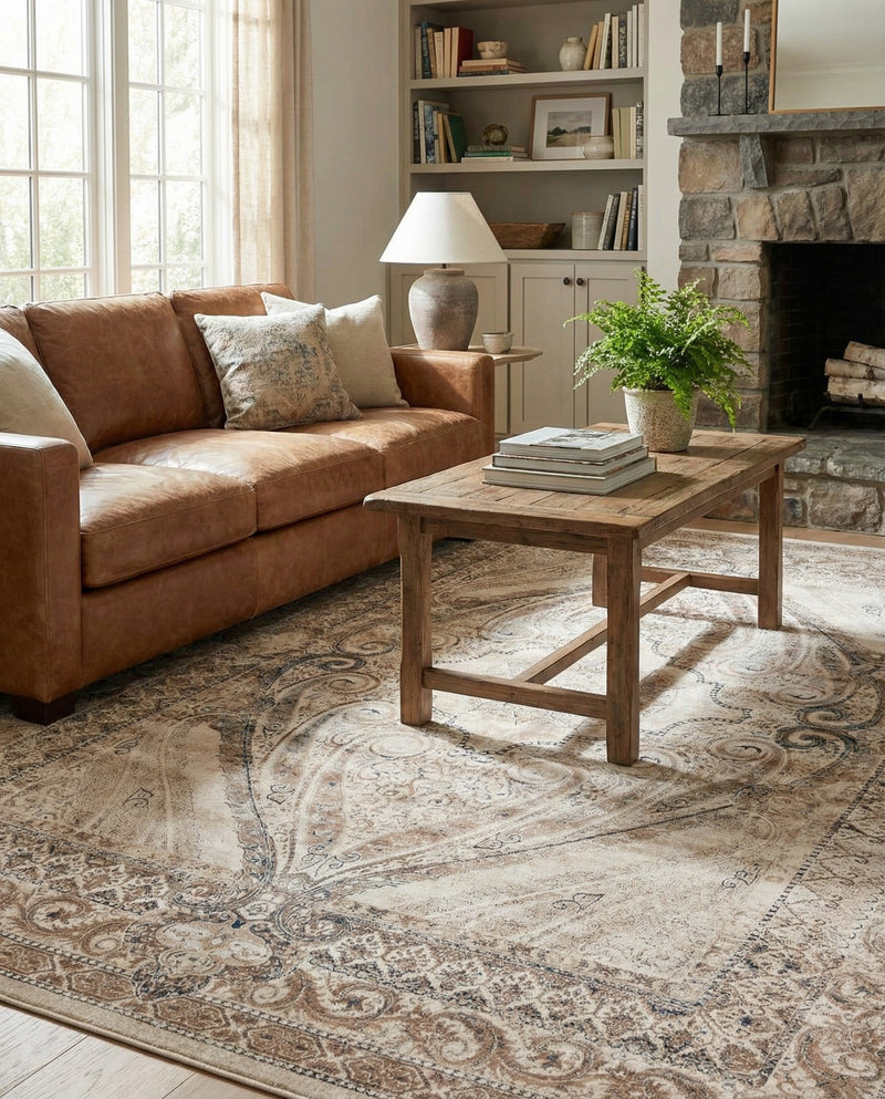 Coastal Manor Collection Area Rug -  Seagrove Rectangle Beige  lifestyle 6
