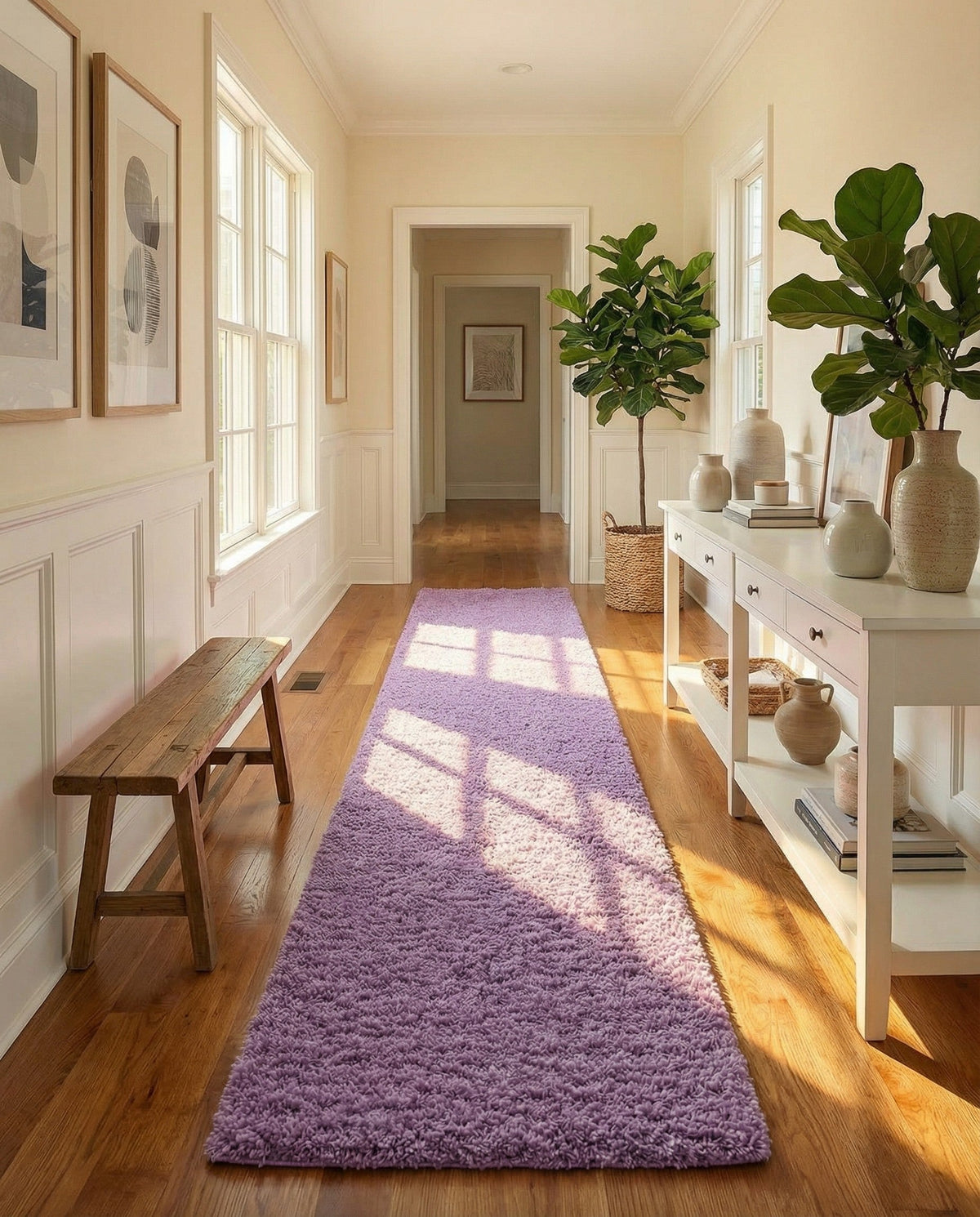 Plush Oasis Collection Area Rug - Serenity (Lilac) Runner Lilac  lifestyle 94
