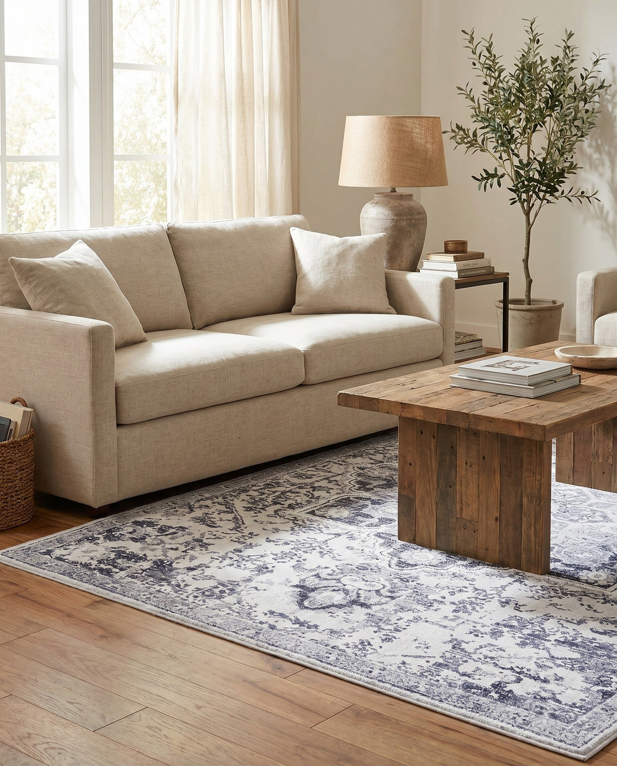 Baroque Era Collection Area Rug - Versailles (Light Gray) Rectangle Light Gray  lifestyle 8