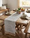 Thar Cotton Collection Area Rug - Jaisalmer (Light Gray) Table Runner Light Gray  lifestyle 51