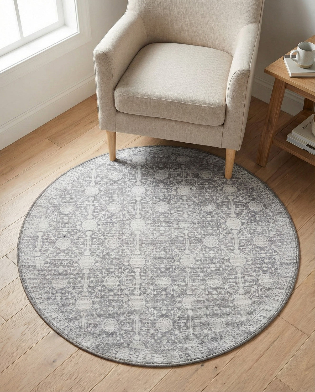Heritage Elegance Collection Area Rug -  Chatsworth Round Gray  lifestyle 94