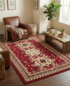 Tabriz Tapestries Collection Area Rug - Azerbaijan (Red) Rectangle Red  lifestyle 20