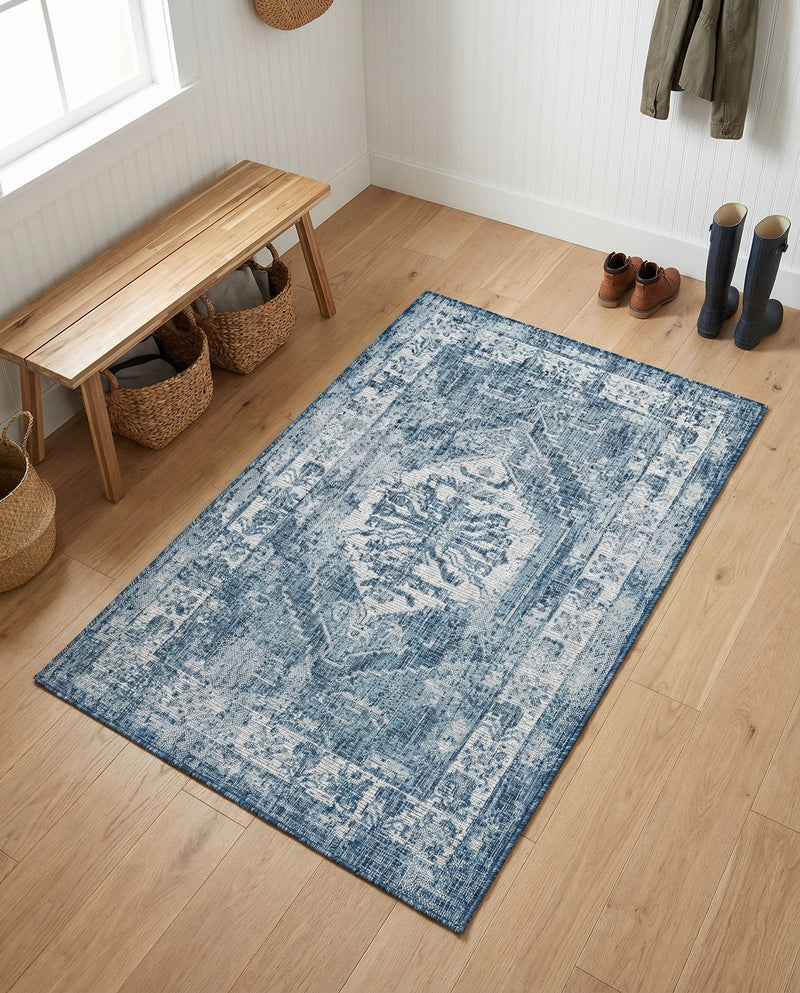 Patio Heritage Collection Area Rug -  Augusta (Blue) Rectangle Blue  lifestyle 31