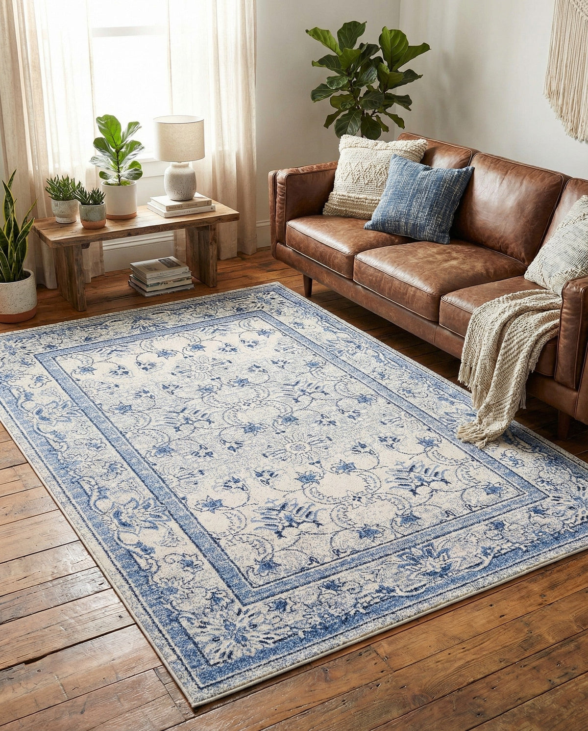 Horizon Collection Area Rug -  Meridian Rectangle Ivory Blue  lifestyle 35
