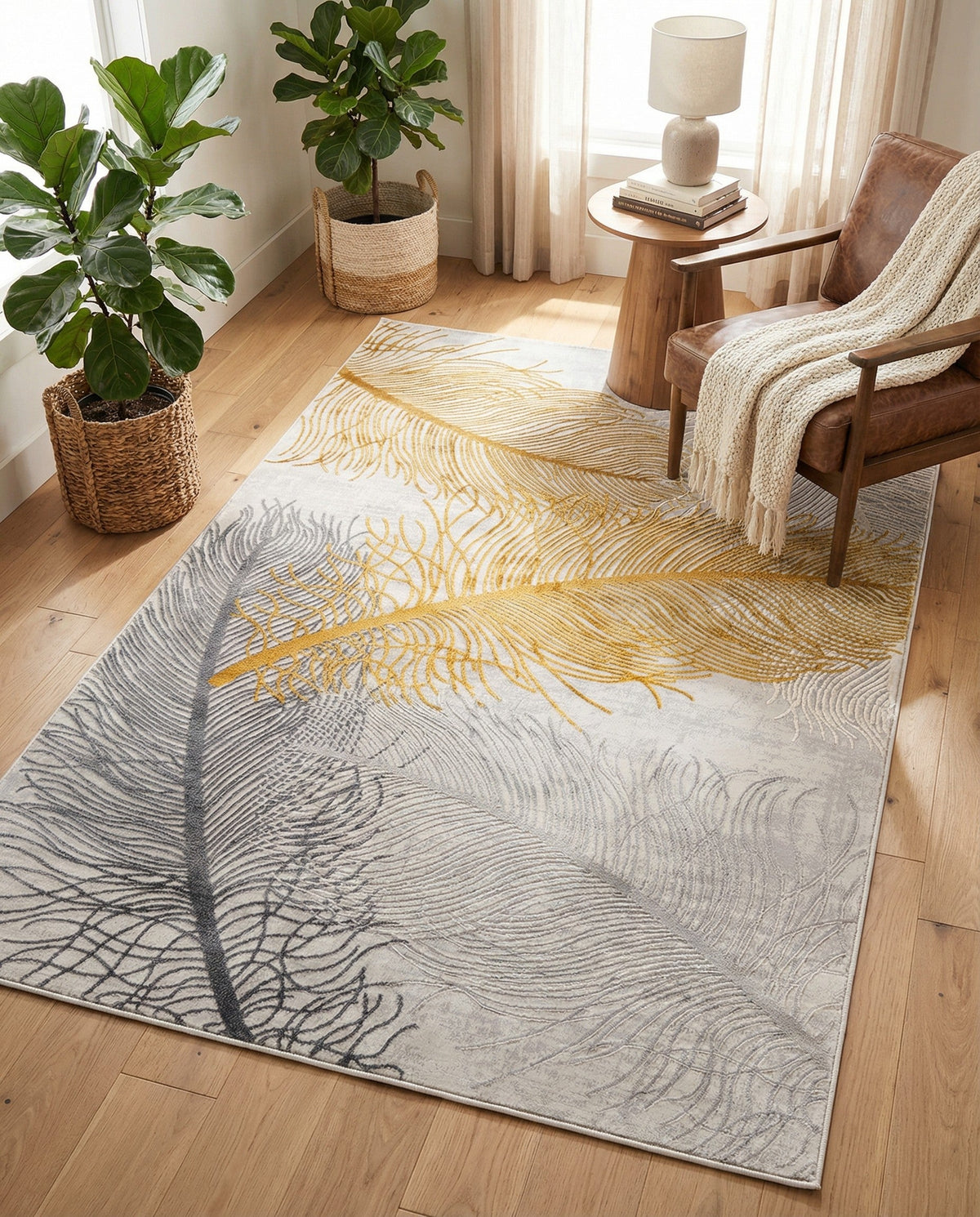 Bloomsbury Elegance Collection Area Rug -  Westminster Rectangle Yellow Gray  lifestyle 45