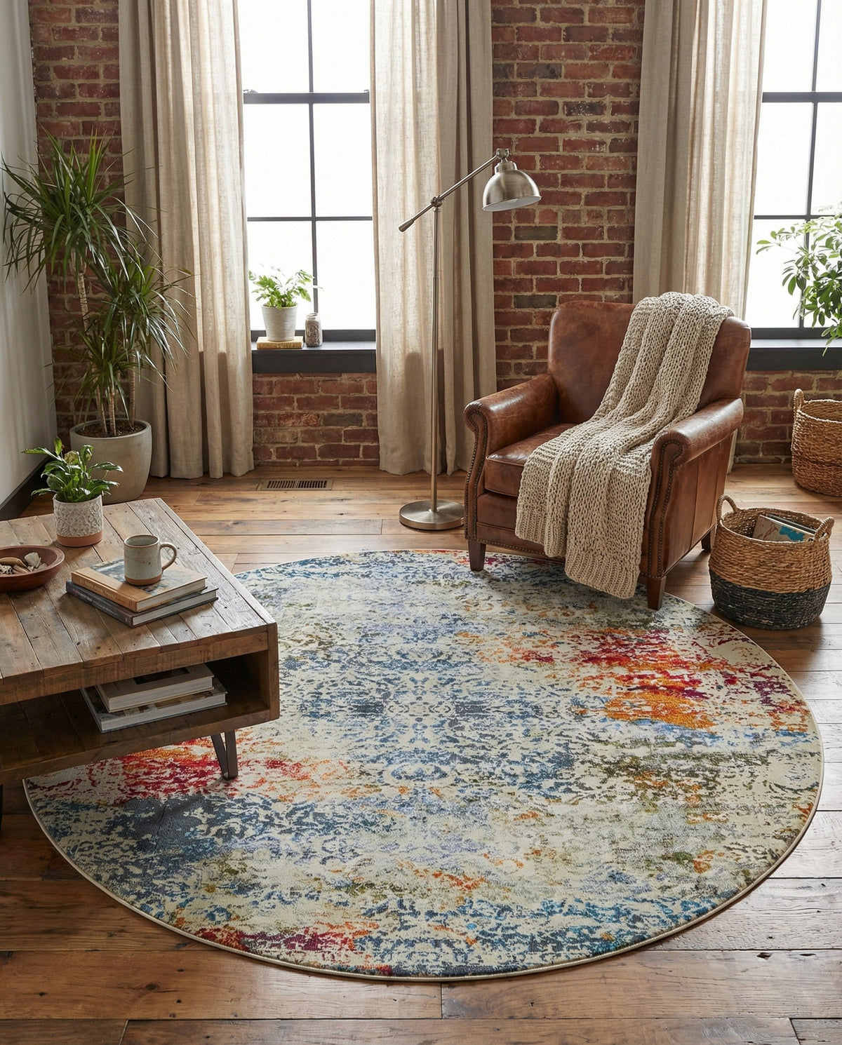 Caribbean Breeze Collection Area Rug -  Isla Round Cream  lifestyle 95