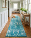 Brighton Stripes Collection Area Rug - Sussex (Turquoise) Runner Turquoise  lifestyle 41