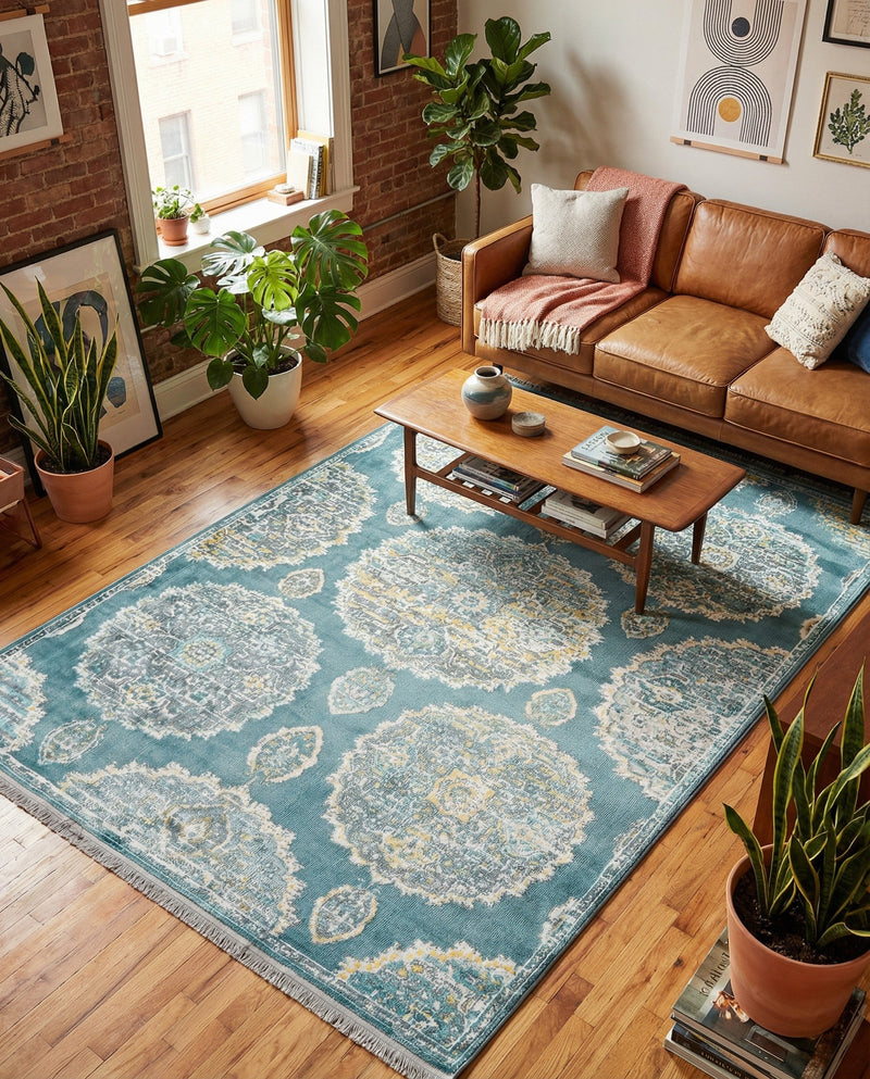 Arcadia Rugs Collection Area Rug -  Atlantis (Gray and Blue) Rectangle Gray and Blue  lifestyle 4