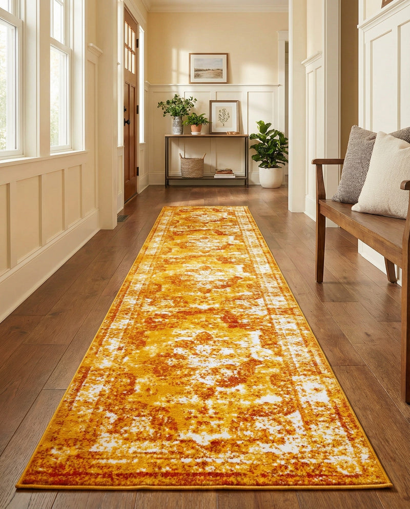 Riviera Elegance Collection Area Rug -  Menton (Orange) Runner Orange  lifestyle 81
