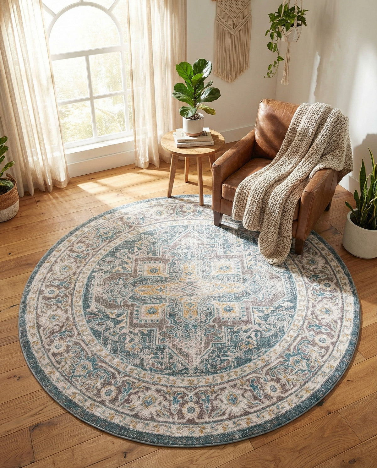 Caribbean Breeze Collection Area Rug -  Andros Round Gray  lifestyle 155