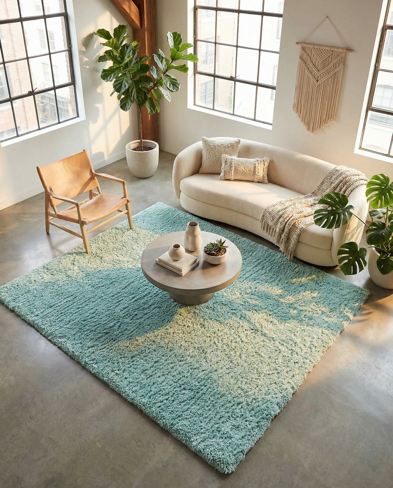 Eternal Plush Oasis Collection Area Rug -  Tranquility (Cyan) Square Cyan  lifestyle 51