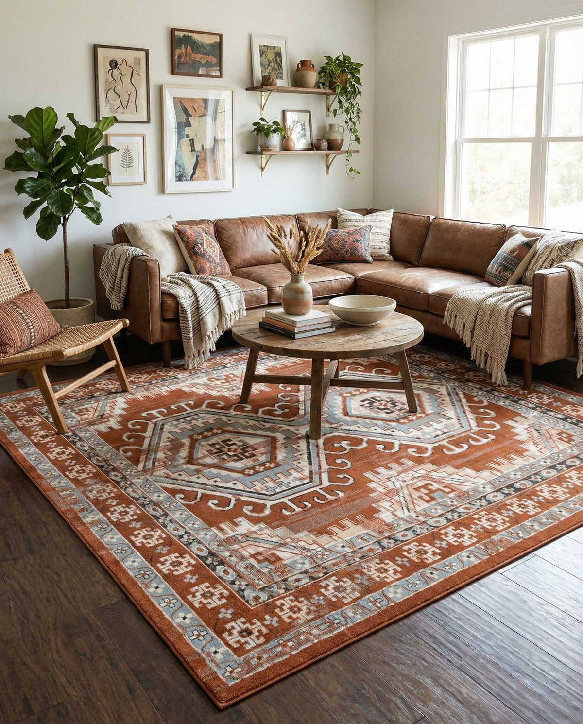 Savannah Elegance Collection Area Rug -  Tybee (Terracotta) Square Terracotta  lifestyle 121
