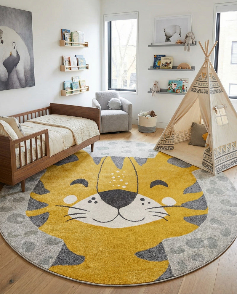 Wonder Tykes Collection Area Rug -  Doodle Round Gray  lifestyle 10