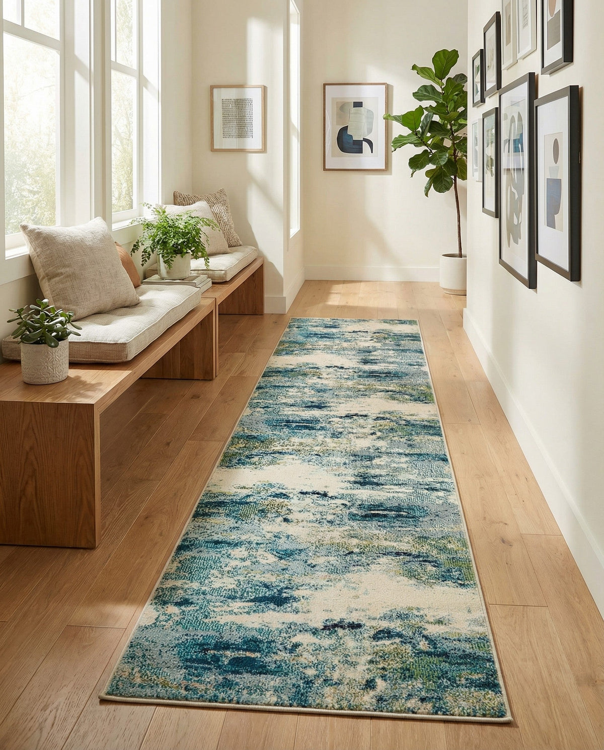 Chromatic Oasis Collection Area Rug -  Serene Runner Light Blue  lifestyle 88