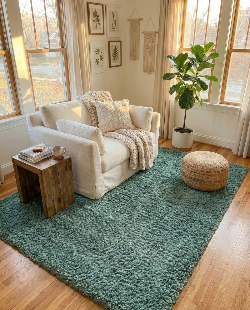 Eternal Plush Oasis Collection Area Rug -  Tranquility (Forest Green) Rectangle Forest Green  lifestyle 27