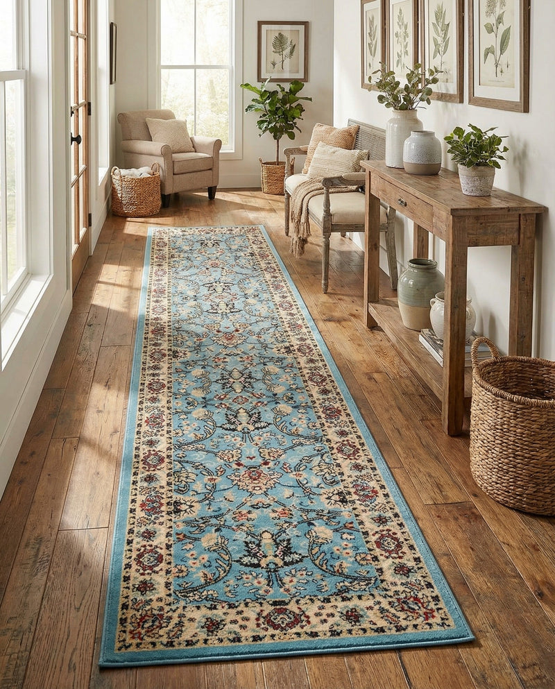 Isfahan Elegance Collection Area Rug - Naghsh-e Jahan (Light Blue) Runner Light Blue  lifestyle 51