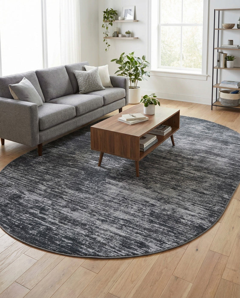 Sahara Essence Collection Area Rug - Oasis (Black) Oval Black  lifestyle 75