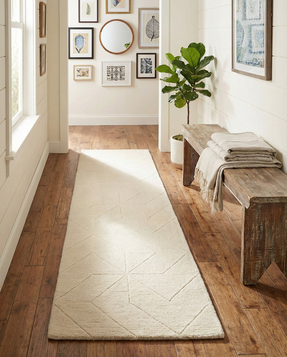 Nordic Loom Geometric Collection Area Rug - Oslo Runner Pearl Ivory  lifestyle 56