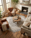 Mykonos Manor Collection Area Rug -  Tinos (Ivory) Octagon Ivory  lifestyle 73