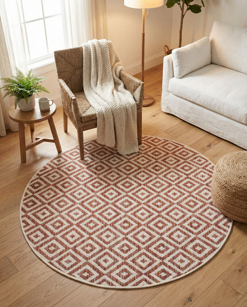 Urban Oasis Rugs Collection Area Rug -  Rooftop (Rust Red) Round Rust Red  lifestyle 45