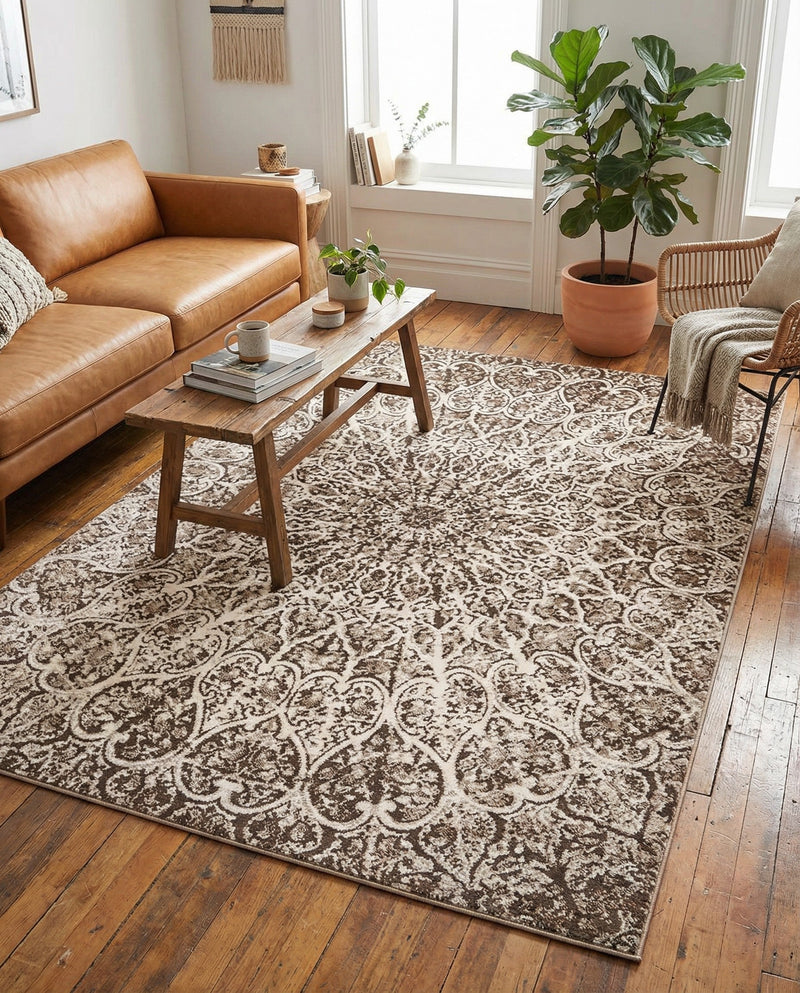 Riviera Elegance Collection Area Rug -  Eze Rectangle Brown  lifestyle 50