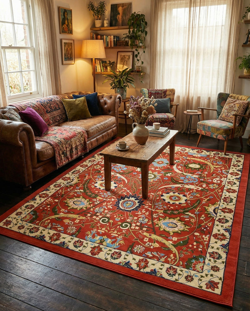 Tabriz Tapestry Collection Area Rug - Sahand (Terracotta) Rectangle Terracotta  lifestyle 6