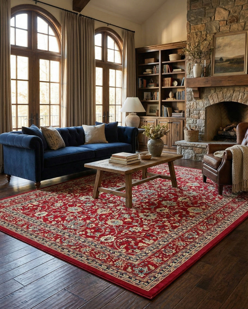 Isfahan Elegance Collection Area Rug - Naghsh-e Jahan (Red) Rectangle Red  lifestyle 25