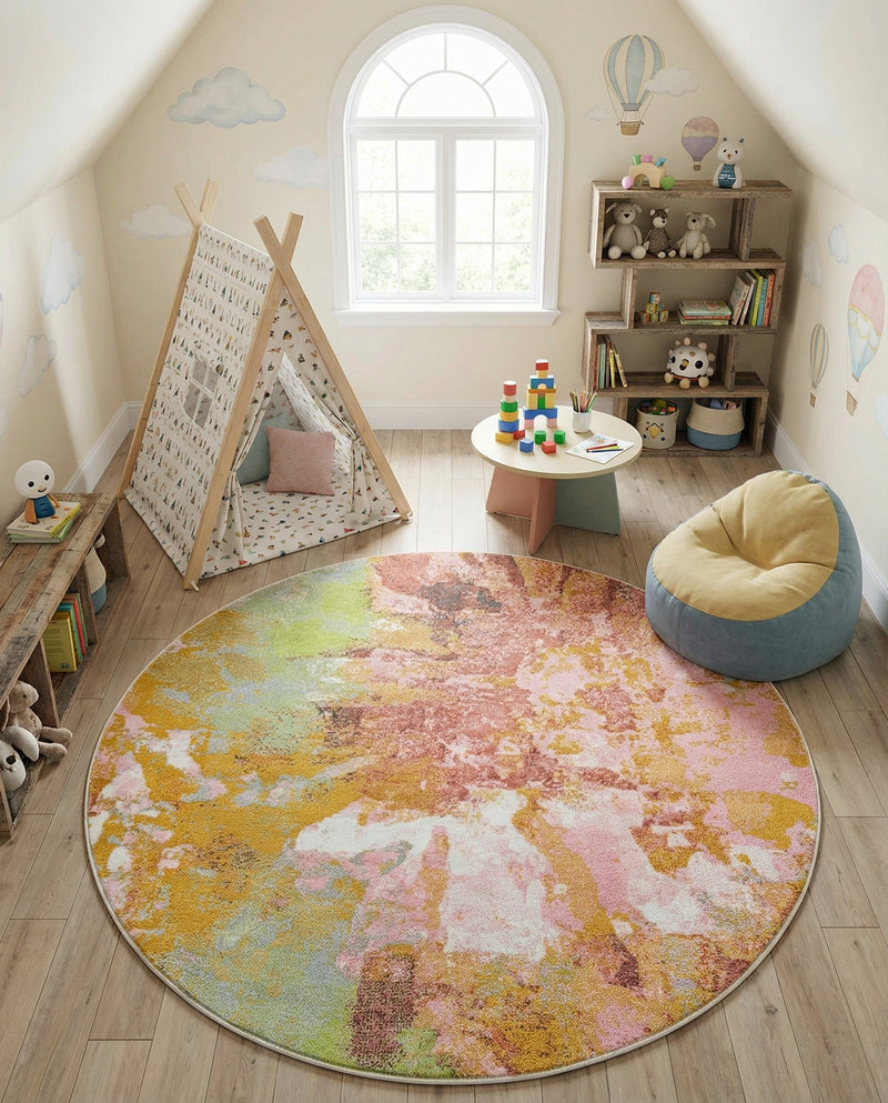 Wonder Tykes Collection Area Rug -  Flutter Round Multi  lifestyle 35