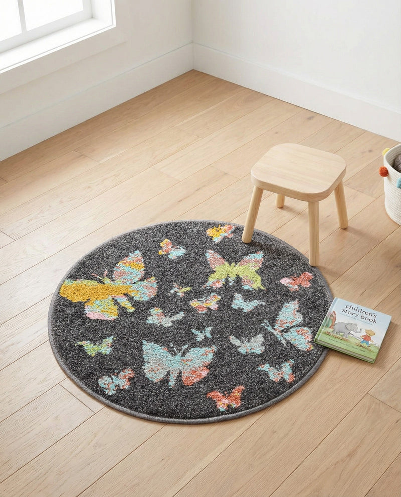 Wonder Tykes Collection Area Rug -  Carnival Round Charcoal Gray  lifestyle 58