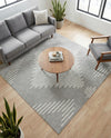 Seychelles Stripes Collection Area Rug - Mahe (Gray and Ivory) Square Gray and Ivory  lifestyle 20