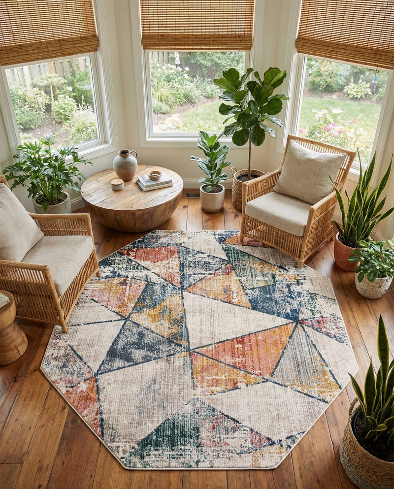 Jewel Oasis Collection Area Rug -  Topaz Octagon Multi  lifestyle 70