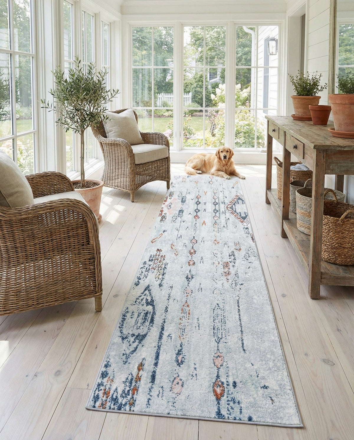 Aegean Elegance Washables Collection Area Rug -  Zakynthos Runner Ivory Gray  lifestyle 82