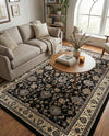 Isfahan Elegance Collection Area Rug - Naghsh-e Jahan (Black) Rectangle Black  lifestyle 34