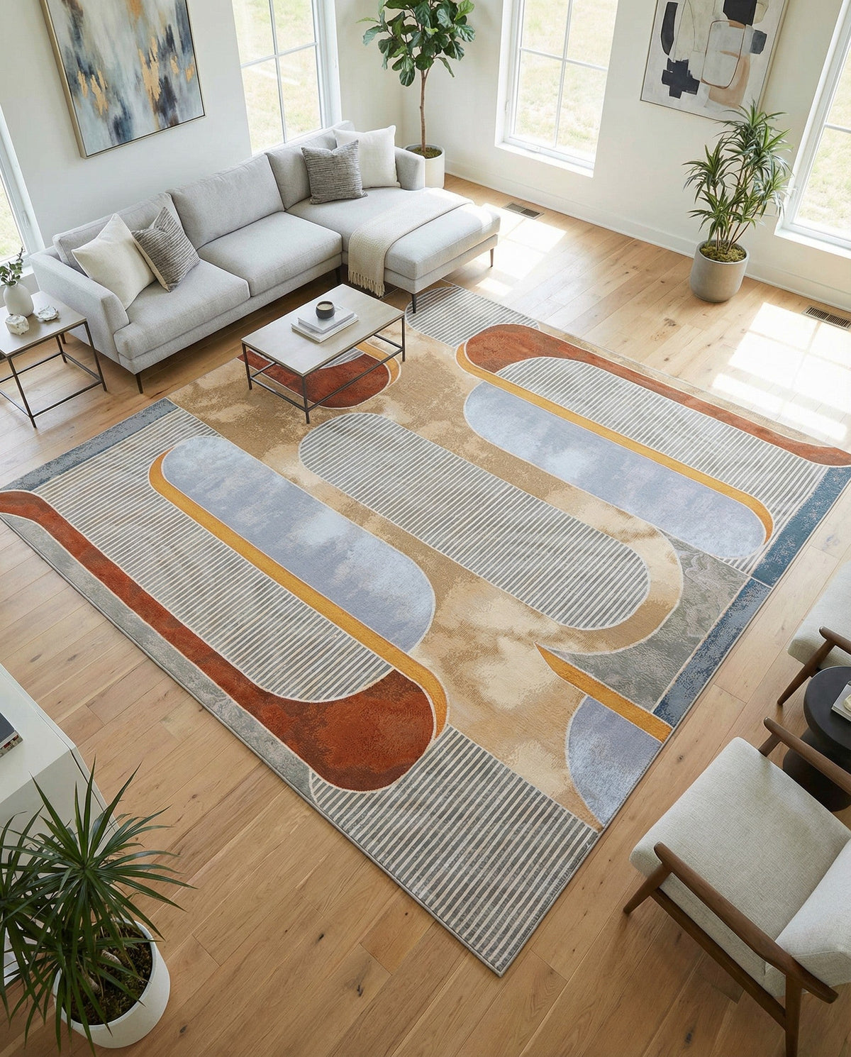 Urban Terrace Collection Area Rug -  Deck Square Multi  lifestyle 46
