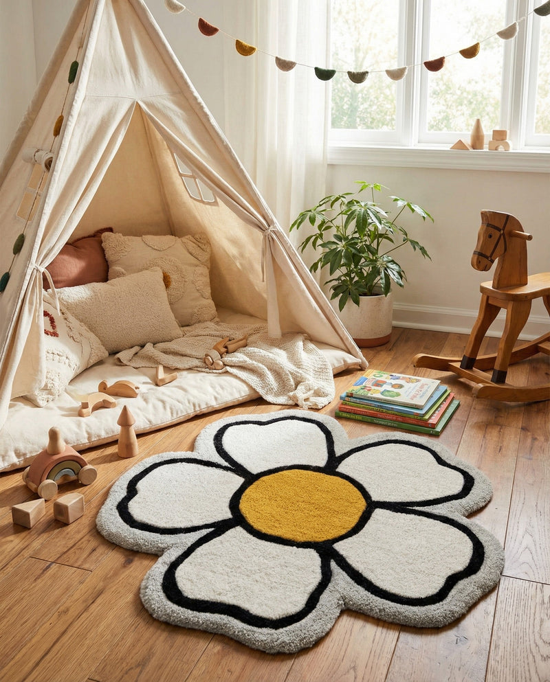 Whimsy Wonders Wool Collection Area Rug -  Arctic Round Ivory  lifestyle 5