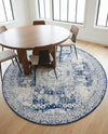 Dover Terrace Collection Area Rug -  Lagoon (Ivory and Blue) Round Ivory and Blue  lifestyle 39