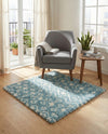 Berber Lattice Shag Collection Area Rug - Atlas (Light Blue) Square Light Blue  lifestyle 46