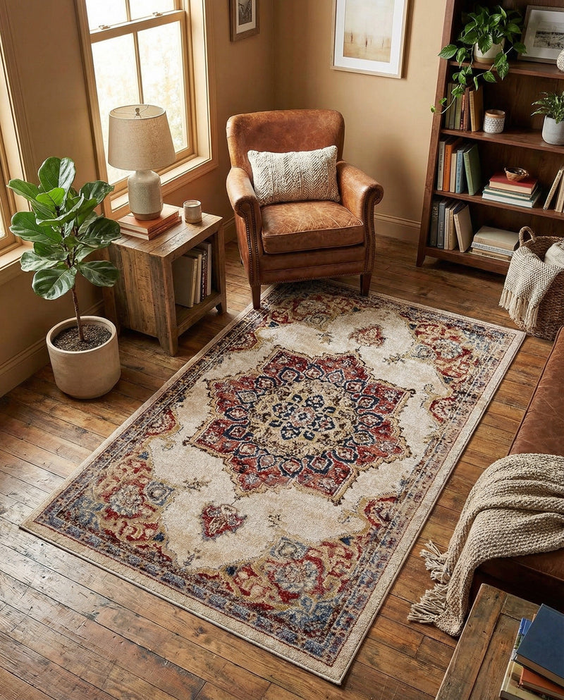 Eden Oasis Collection Area Rug -  Tranquility (Cream) Rectangle Cream  lifestyle 16